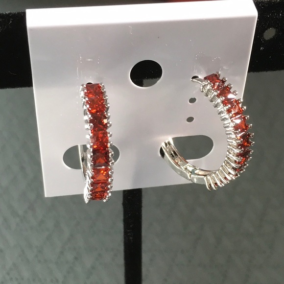 Earrings Ruby Red Stones - Picture 2 of 7